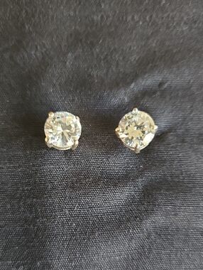 Classic Clear Crystal Stud Earrings - Silver Tone
